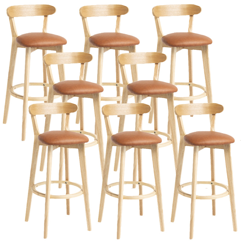 Scandinavian Rubberwood Home Stool Matte Finish Upholstered Bar Stools