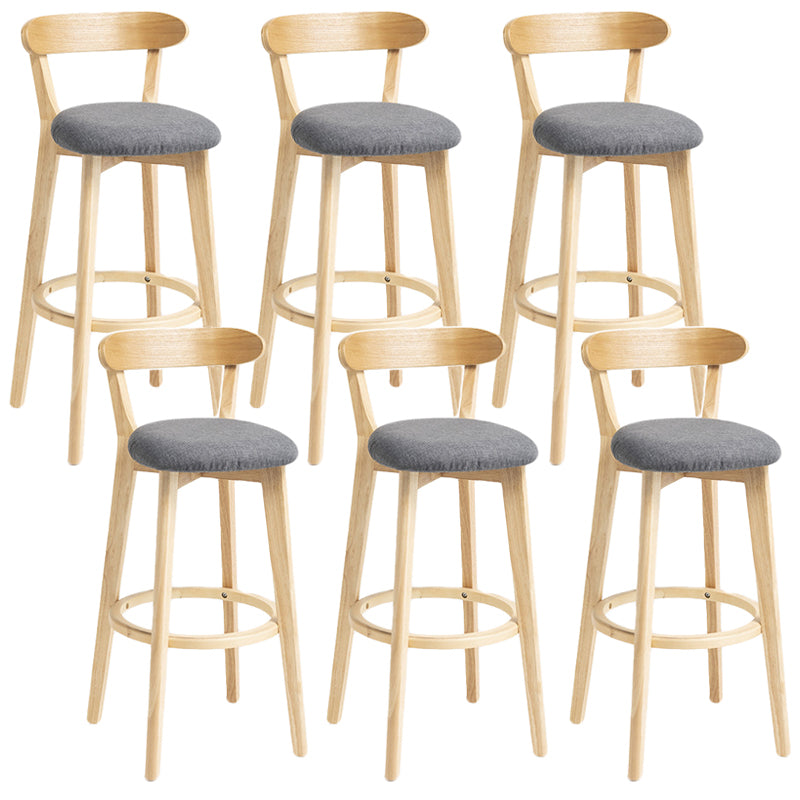 Scandinavian Rubberwood Home Stool Matte Finish Upholstered Bar Stools