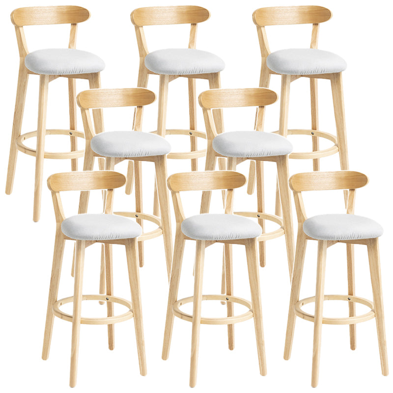 Scandinavian Rubberwood Home Stool Matte Finish Upholstered Bar Stools