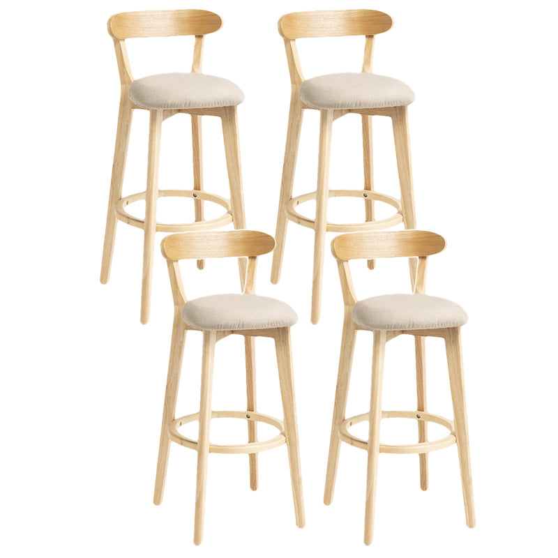 Scandinavian Rubberwood Home Stool Matte Finish Upholstered Bar Stools