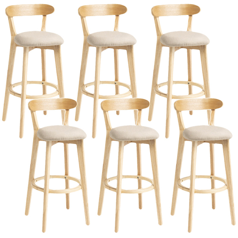 Scandinavian Rubberwood Home Stool Matte Finish Upholstered Bar Stools