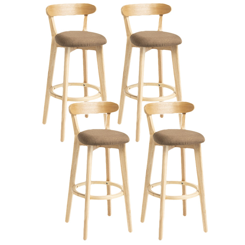 Scandinavian Rubberwood Home Stool Matte Finish Upholstered Bar Stools