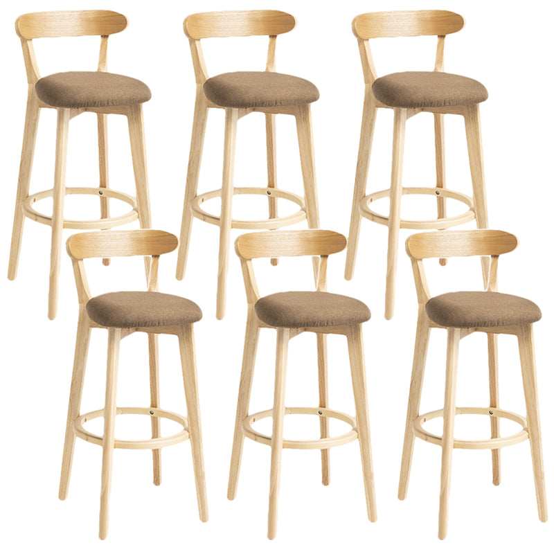 Scandinavian Rubberwood Home Stool Matte Finish Upholstered Bar Stools
