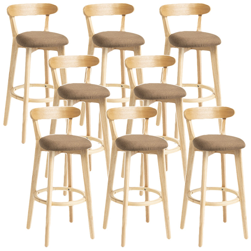 Scandinavian Rubberwood Home Stool Matte Finish Upholstered Bar Stools