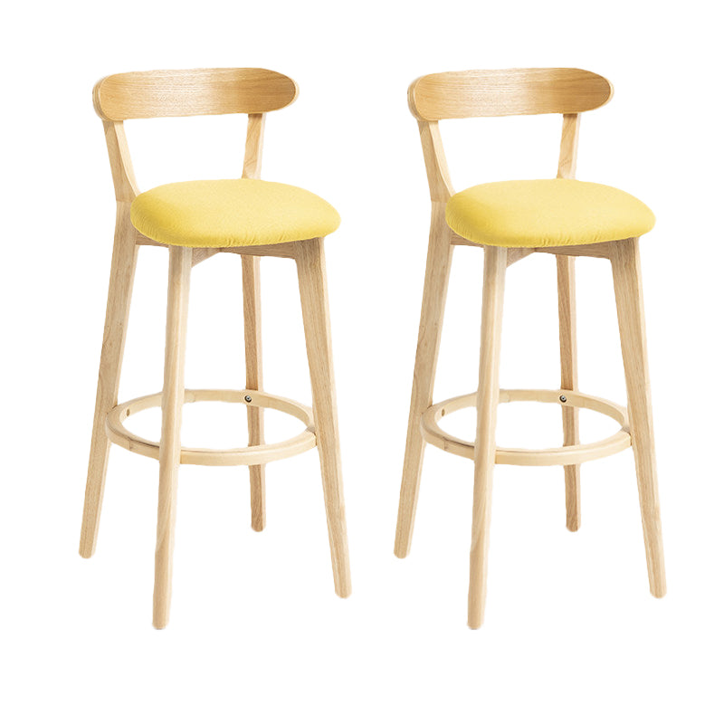 Scandinavian Rubberwood Home Stool Matte Finish Upholstered Bar Stools