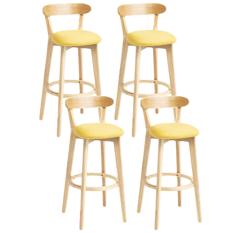 Scandinavian Rubberwood Home Stool Matte Finish Upholstered Bar Stools