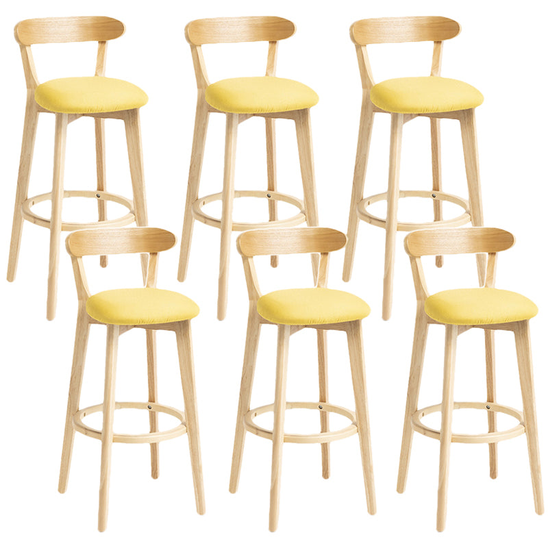 Scandinavian Rubberwood Home Stool Matte Finish Upholstered Bar Stools