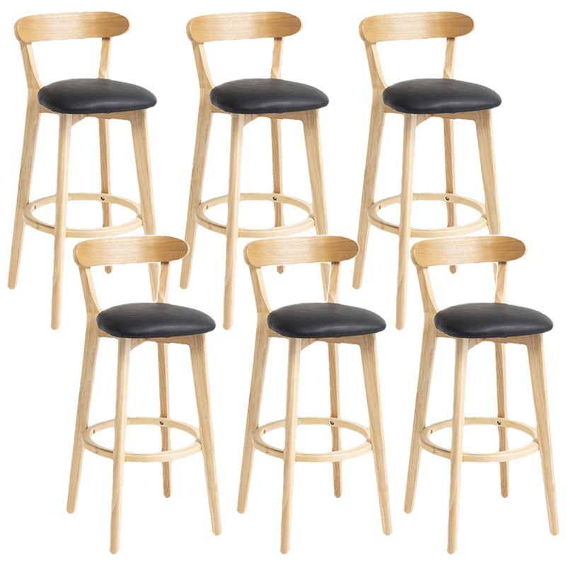 Scandinavian Rubberwood Home Stool Matte Finish Upholstered Bar Stools