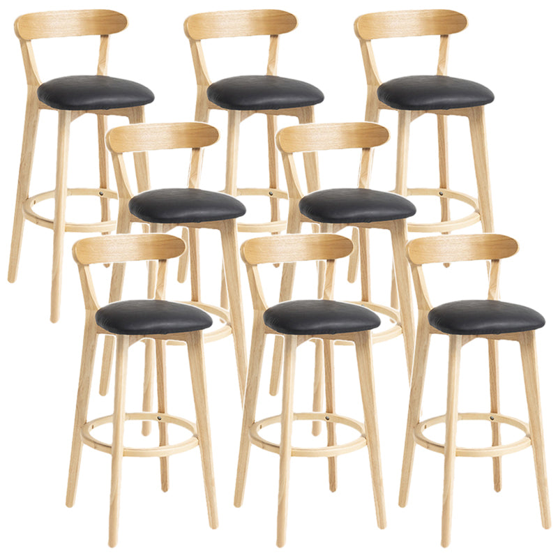 Scandinavian Rubberwood Home Stool Matte Finish Upholstered Bar Stools