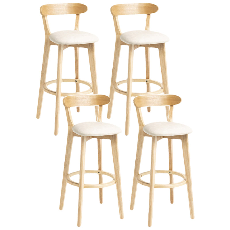 Scandinavian Rubberwood Home Stool Matte Finish Upholstered Bar Stools