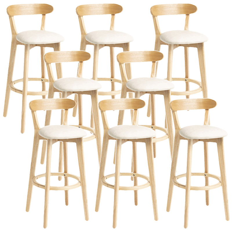 Scandinavian Rubberwood Home Stool Matte Finish Upholstered Bar Stools