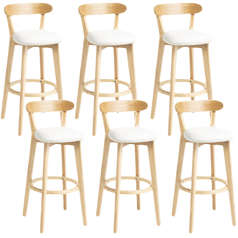 Scandinavian Rubberwood Home Stool Matte Finish Upholstered Bar Stools