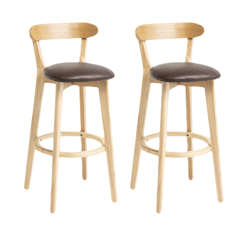 Scandinavian Rubberwood Home Stool Matte Finish Upholstered Bar Stools