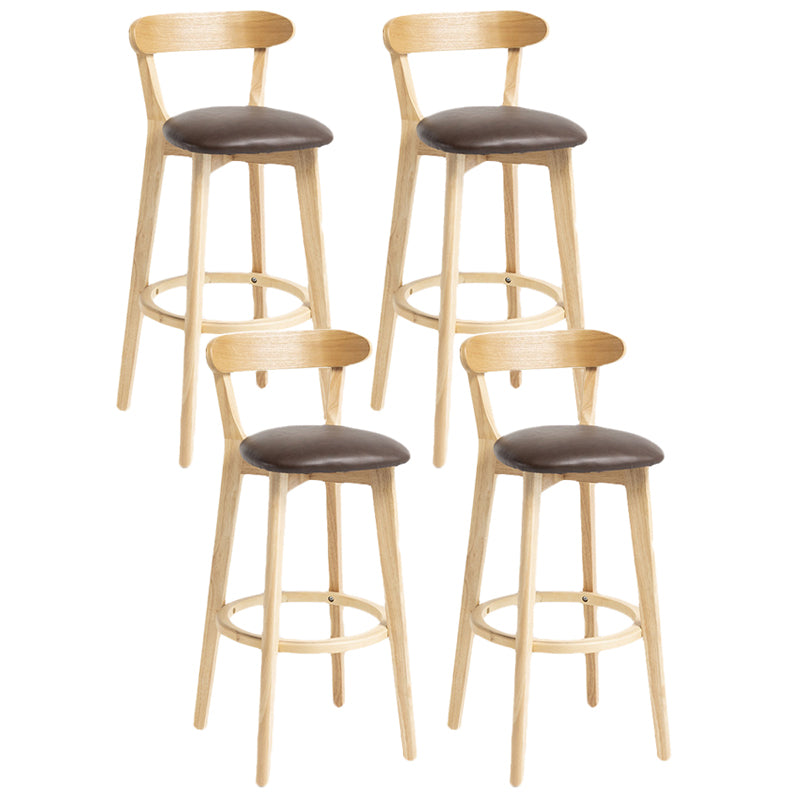 Scandinavian Rubberwood Home Stool Matte Finish Upholstered Bar Stools