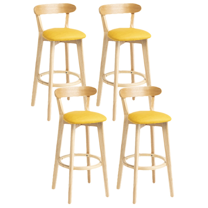 Scandinavian Rubberwood Home Stool Matte Finish Upholstered Bar Stools