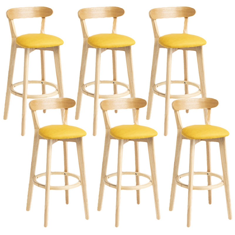 Scandinavian Rubberwood Home Stool Matte Finish Upholstered Bar Stools