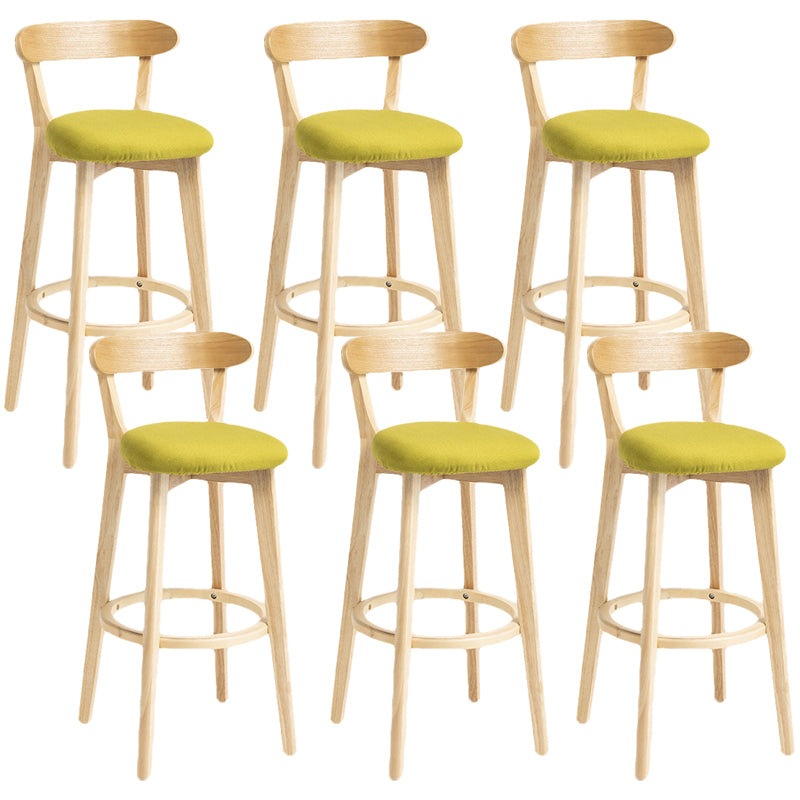 Scandinavian Rubberwood Home Stool Matte Finish Upholstered Bar Stools