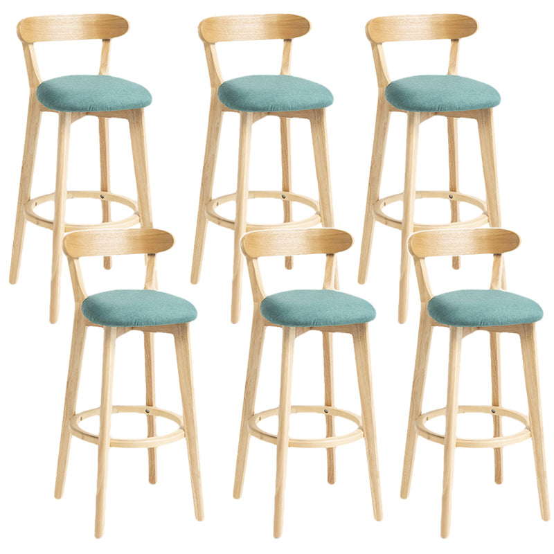 Scandinavian Rubberwood Home Stool Matte Finish Upholstered Bar Stools