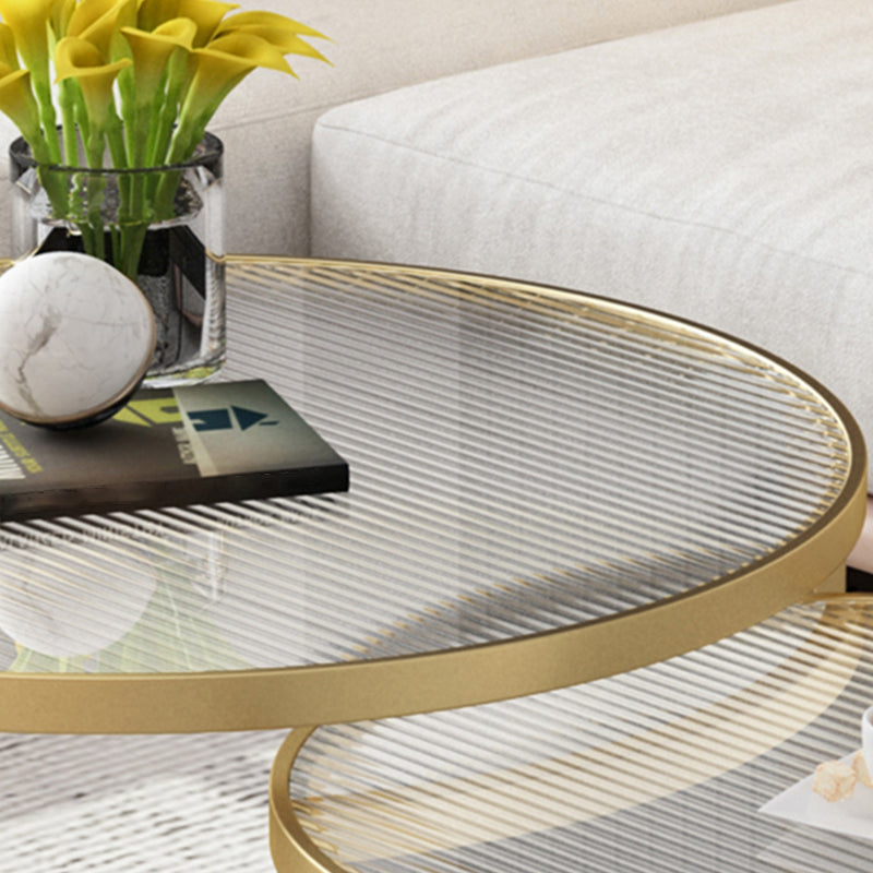 Pedestal Base Iron Coffee Table Included Round 2 Nesting Cocktail Table in Clear