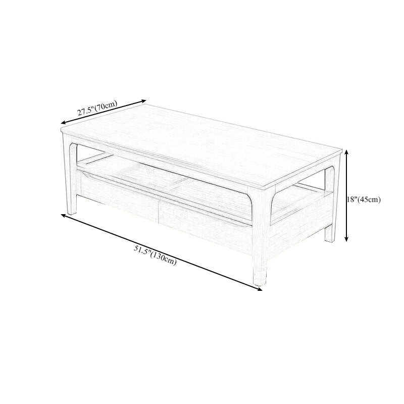 Modern Wooden 4 Legs Coffee Table with Storage Rectangular Cocktail Table in Oak/Walnut