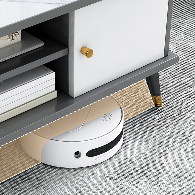 Rectangle White and Grey Modern Coffee Table with Four Legs for Living Room
