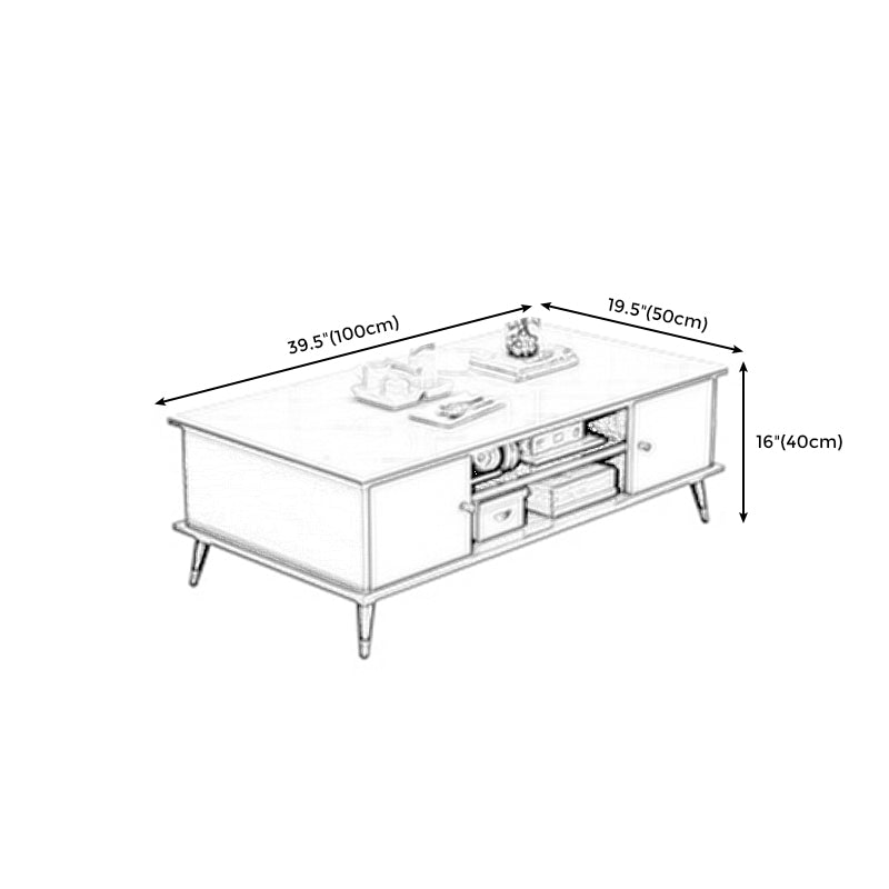 Rectangle White and Grey Modern Coffee Table with Four Legs for Living Room