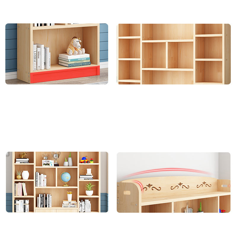 Scandinavian Natural Standard Bookshelf Pine Wood Vertical Bookcase
