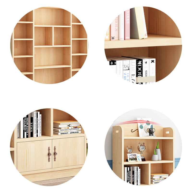 Scandinavian Natural Standard Bookshelf Pine Wood Vertical Bookcase