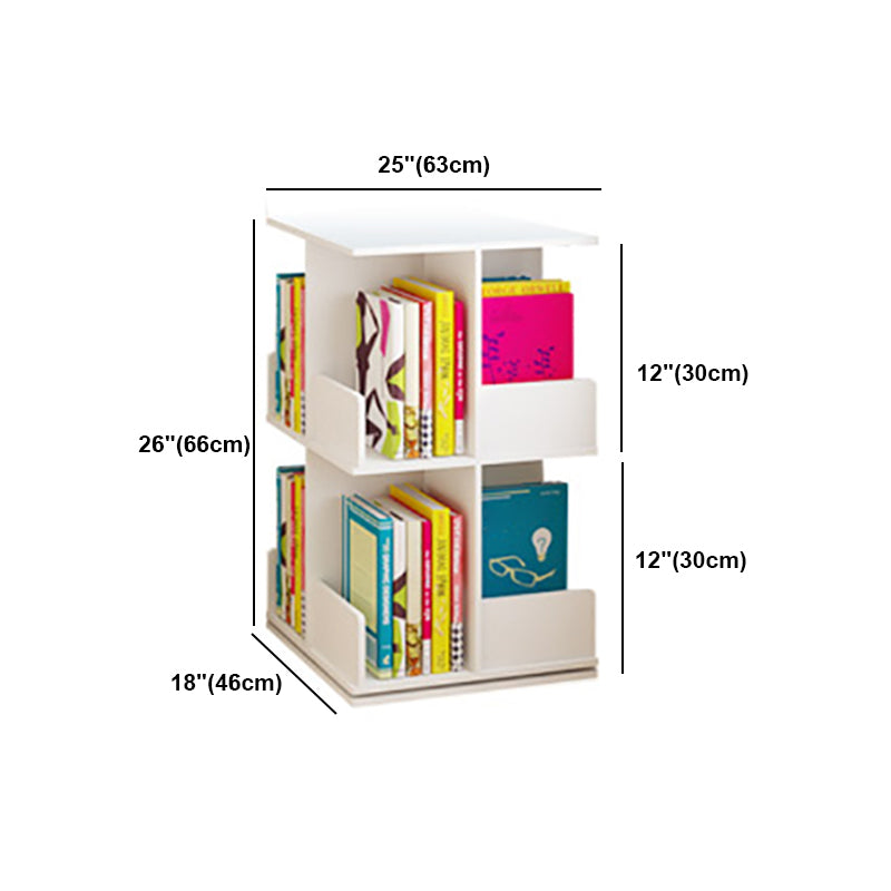 Contemporary Style Bookshelf Rotatable White Bookcase for Home and Office