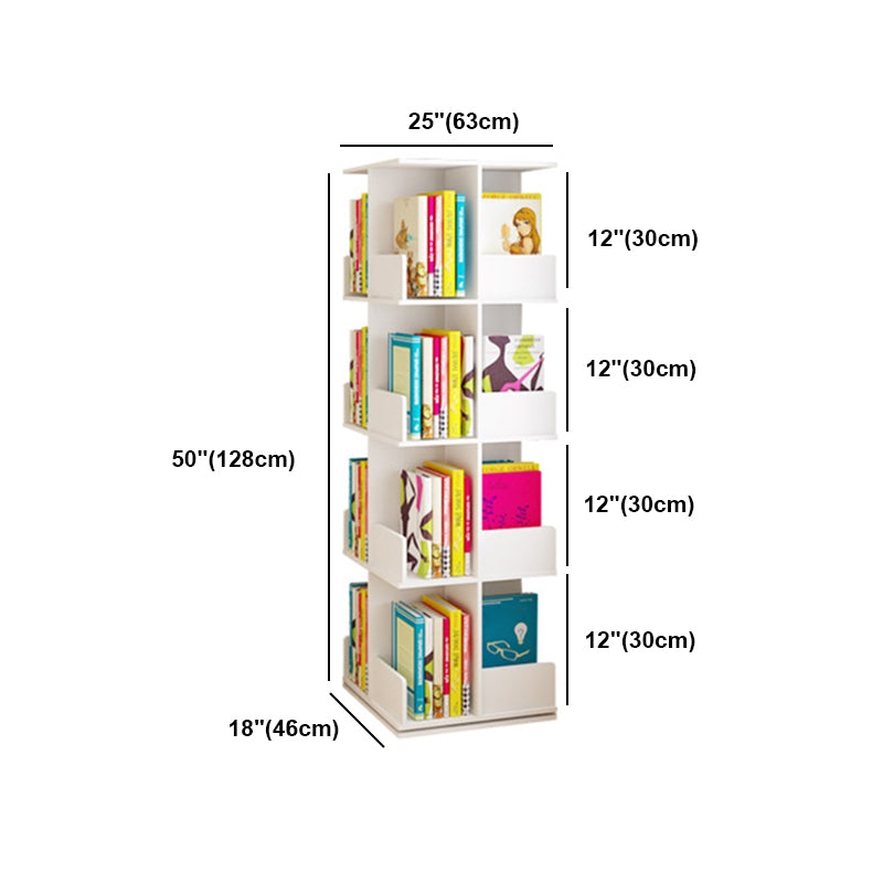 Contemporary Style Bookshelf Rotatable White Bookcase for Home and Office