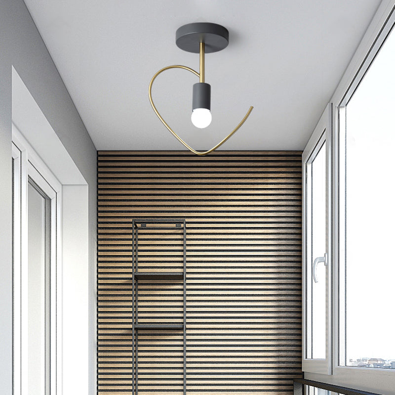 Metal Unique Shade Flush Ceiling Light Modern Style 1 Light Flush Mount Fixture