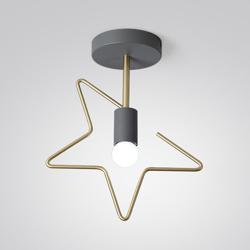 Metal Unique Shade Flush Ceiling Light Modern Style 1 Light Flush Mount Fixture