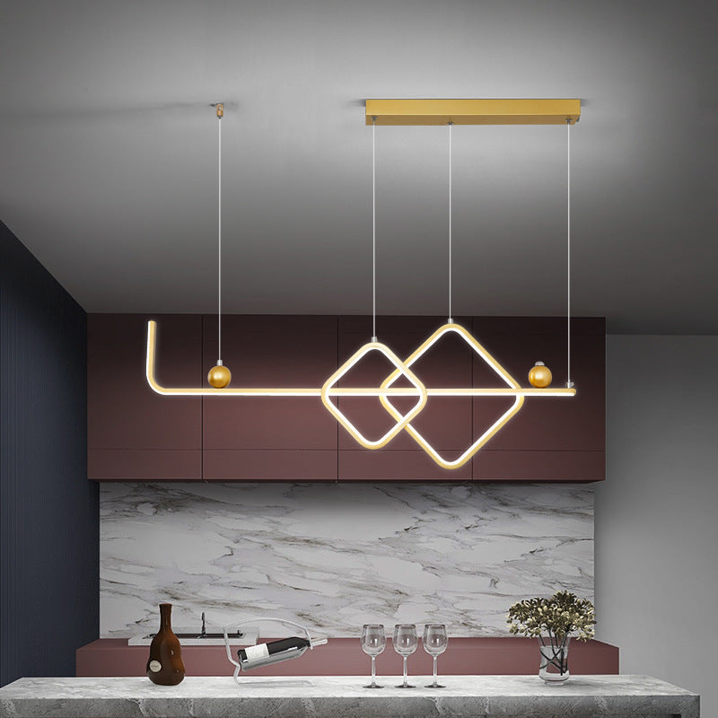 35.5" Wide Linear Island Light Nordic Metal LED Island Pendant for Living Room