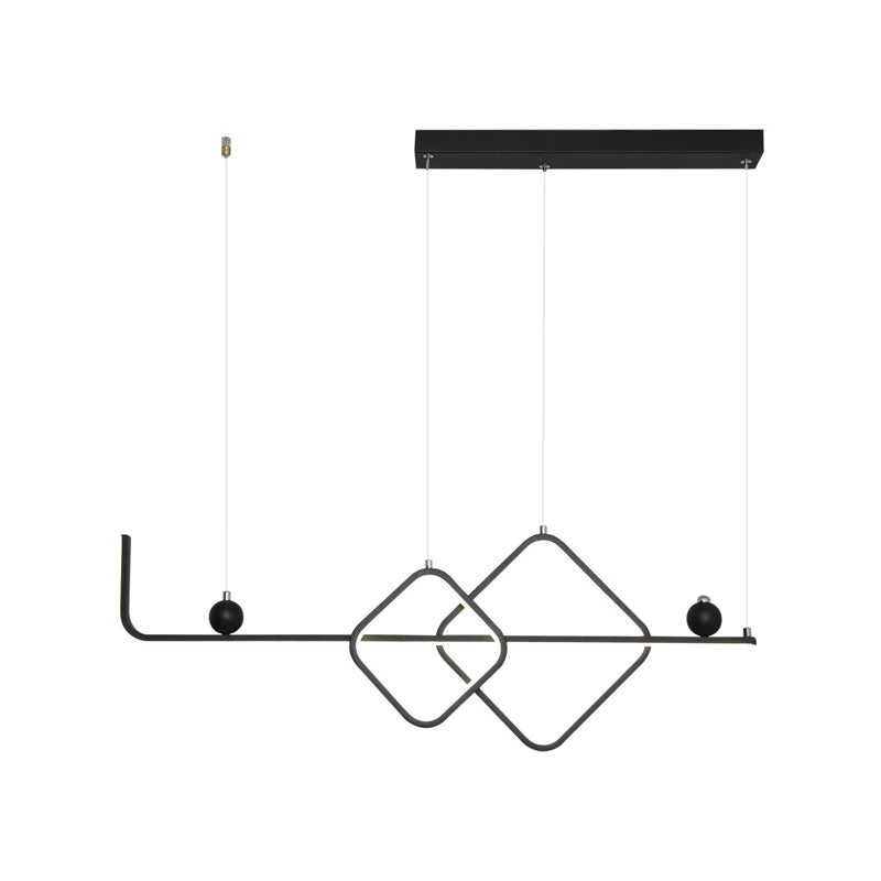 35.5" Wide Linear Island Light Nordic Metal LED Island Pendant for Living Room