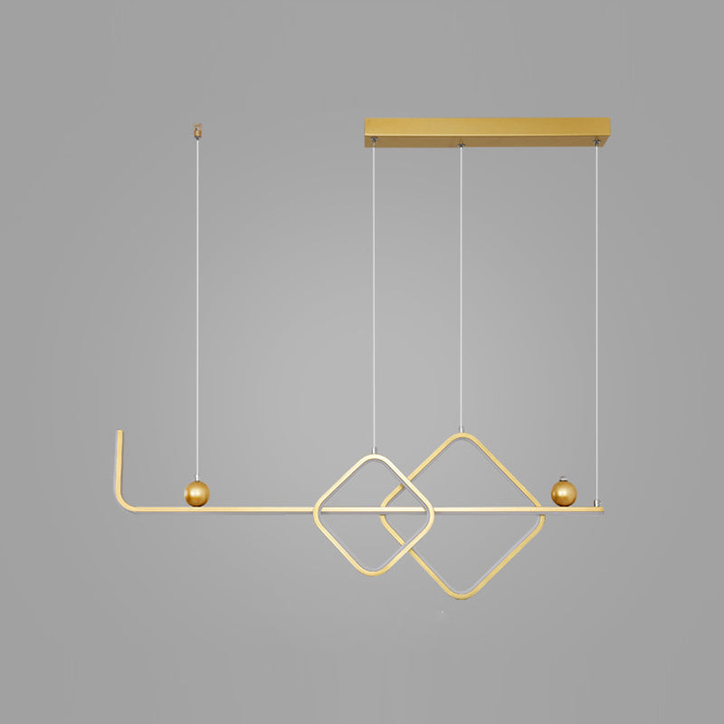 35.5" Wide Linear Island Light Nordic Metal LED Island Pendant for Living Room