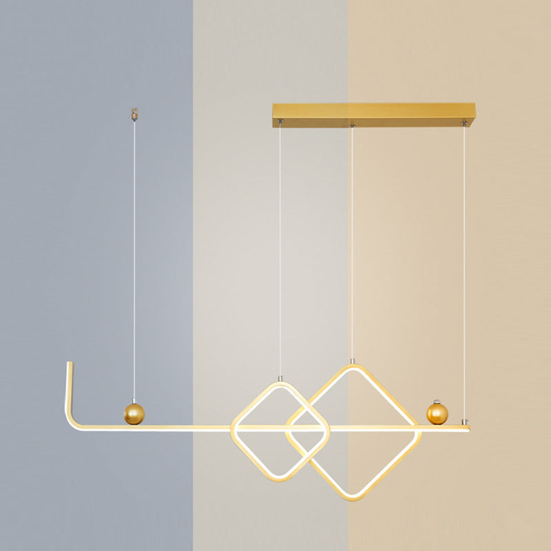 35.5" Wide Linear Island Light Nordic Metal LED Island Pendant for Living Room