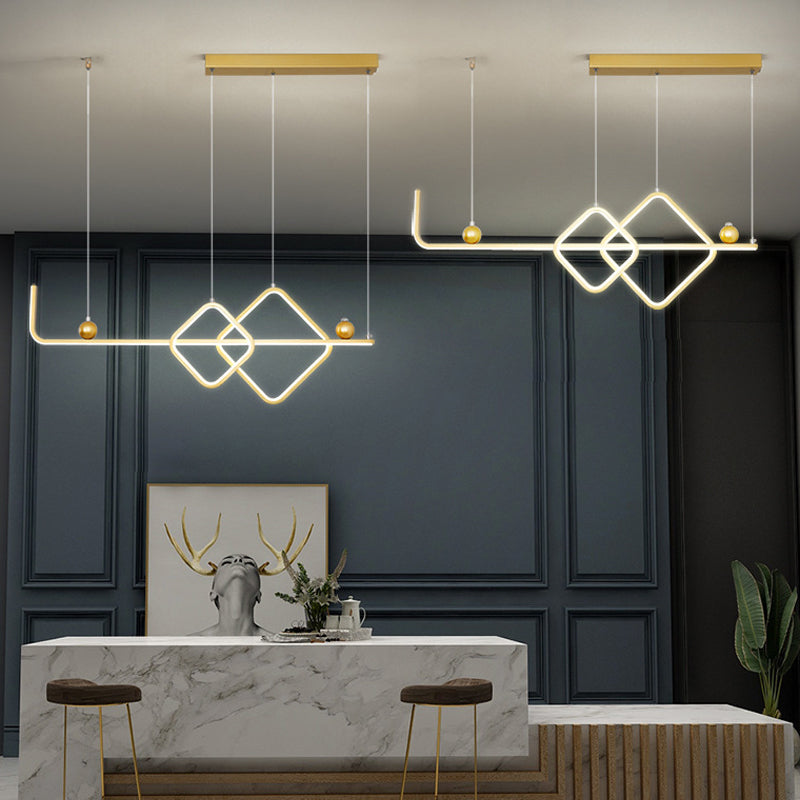 35.5" Wide Linear Island Light Nordic Metal LED Island Pendant for Living Room