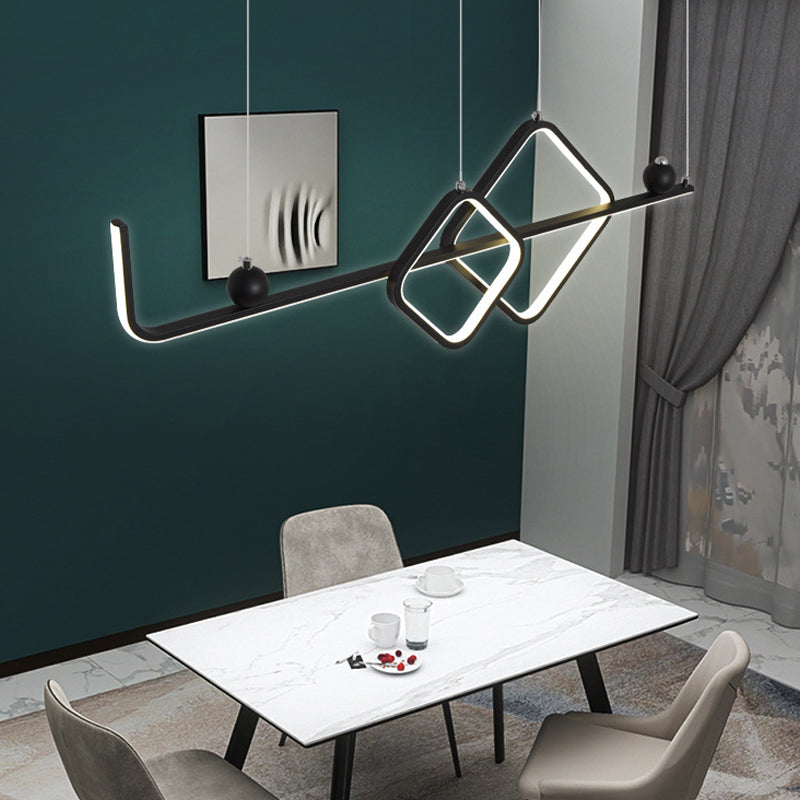 35.5" Wide Linear Island Light Nordic Metal LED Island Pendant for Living Room