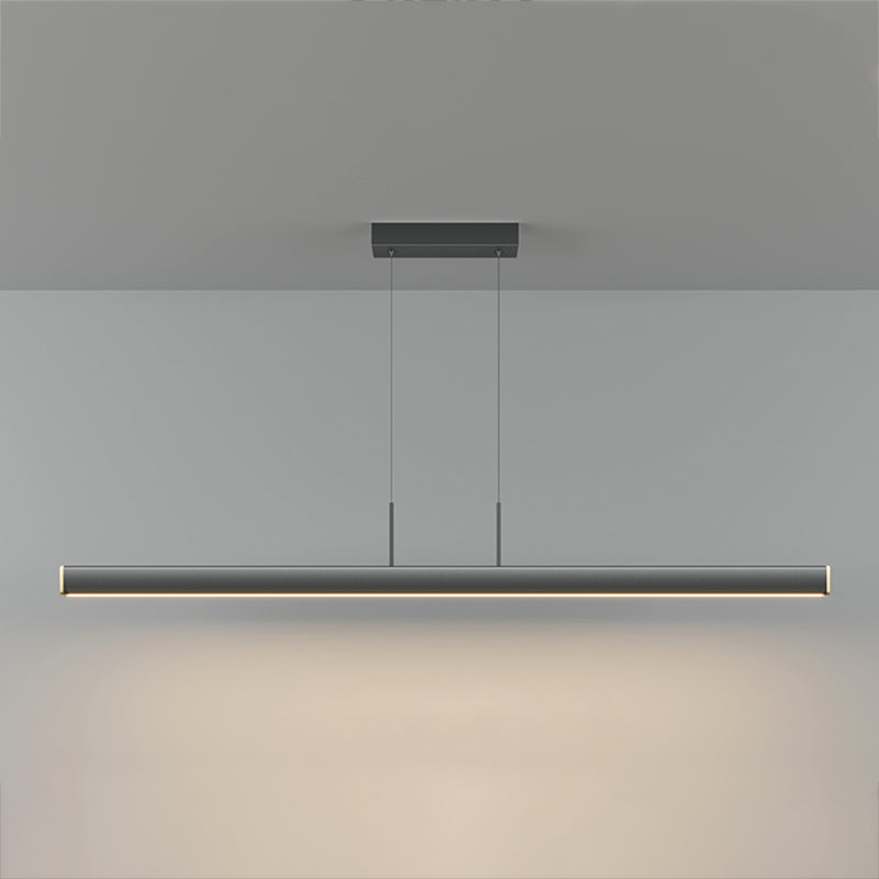 Idée d'éclairage d'île de forme linéaire Pendentif en île en métal moderne 1-Light en noir