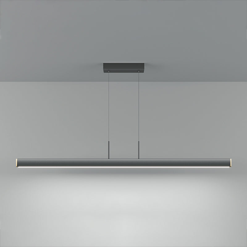 Idée d'éclairage d'île de forme linéaire Pendentif en île en métal moderne 1-Light en noir