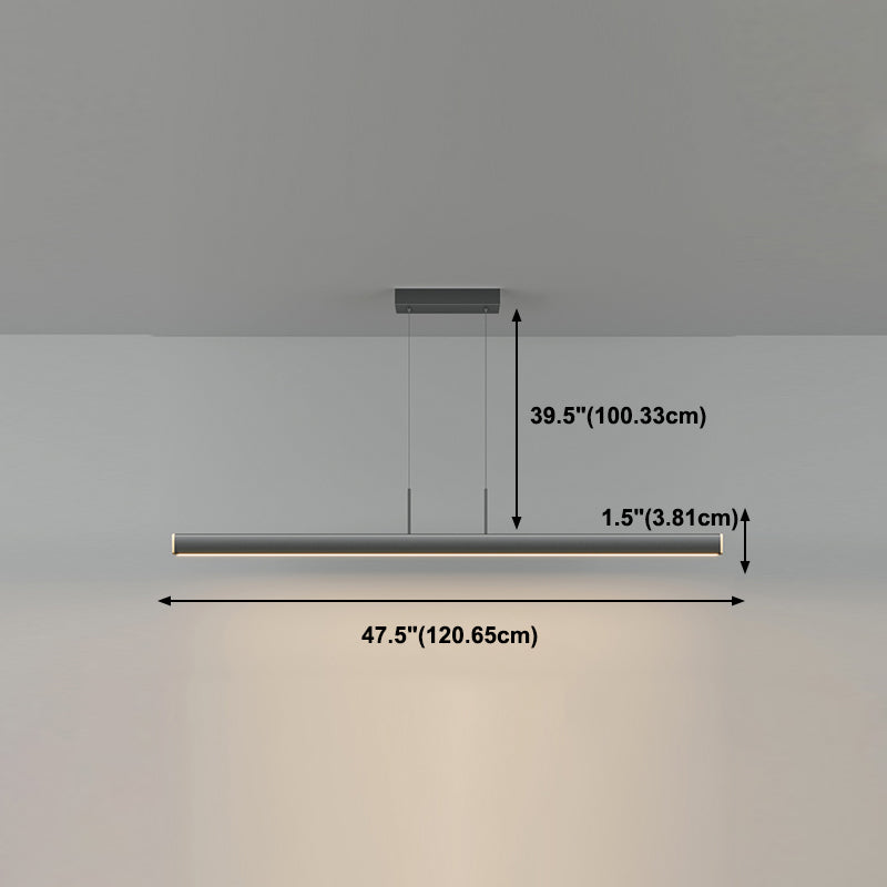 Idée d'éclairage d'île de forme linéaire Pendentif en île en métal moderne 1-Light en noir