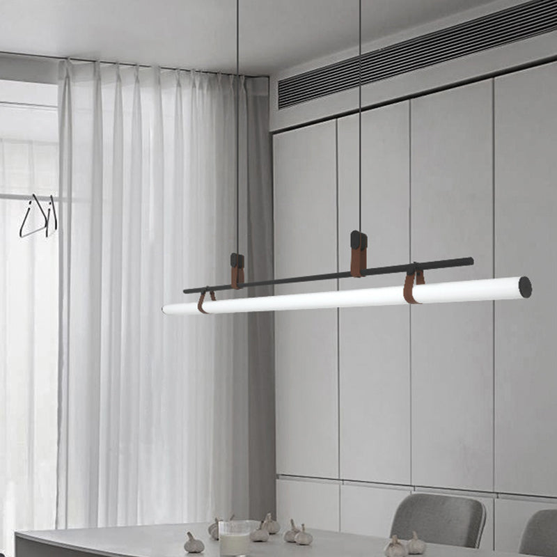 Nordic Style Island Light Metal Straight Island Pendant for Dining Room