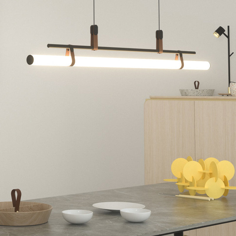 Nordic Style Island Light Metal Straight Island Pendant for Dining Room