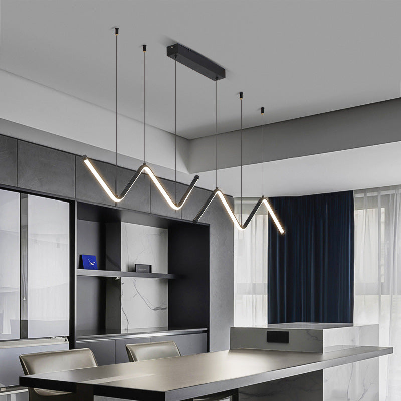 Nordic Aluminum Island Light Linear LED Island Pendant for Dining Room