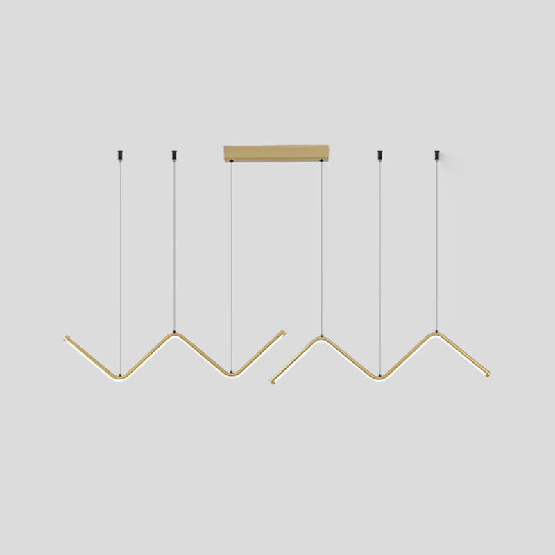 Nordic Aluminum Island Light Linear LED Island Pendant for Dining Room