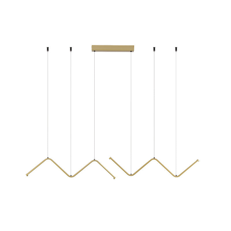 Nordic Aluminum Island Light Linear LED Island Pendant for Dining Room