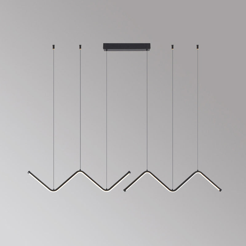 Nordic Aluminum Island Light Linear LED Island Pendant for Dining Room