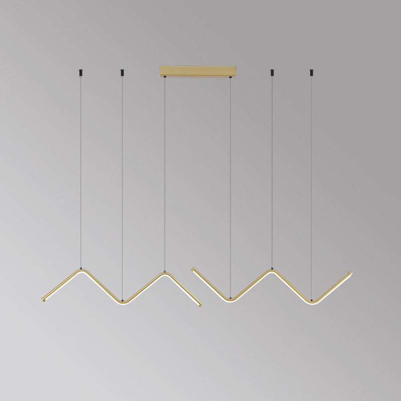 Nordic Aluminum Island Light Linear LED Island Pendant for Dining Room