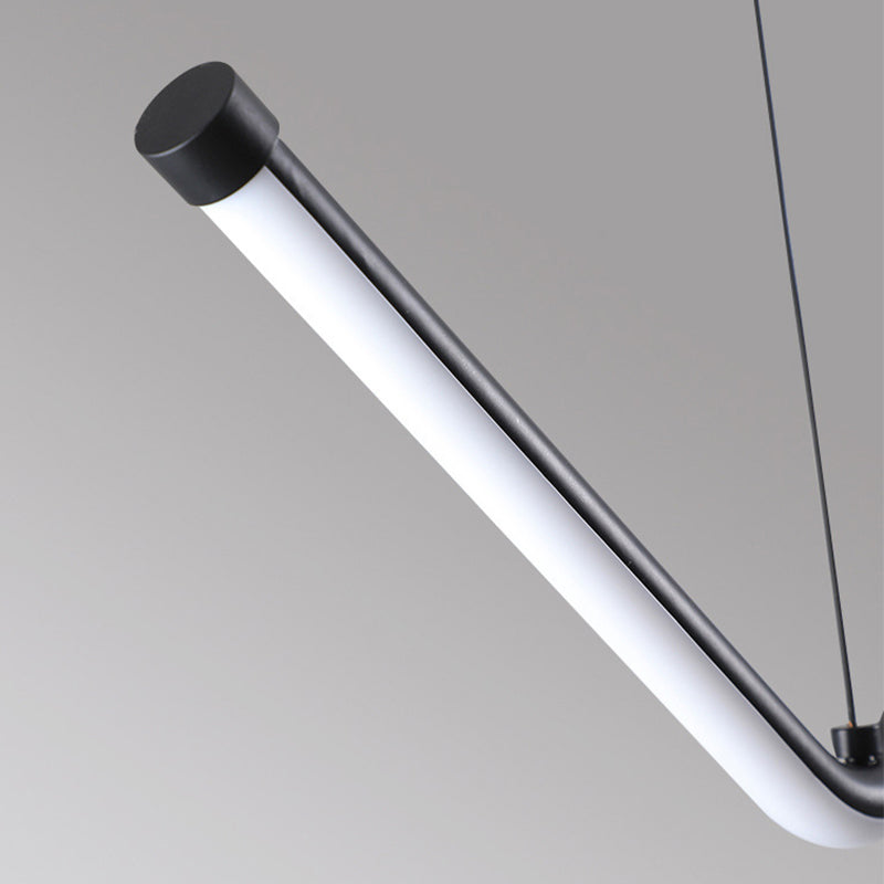 Nordic Aluminum Island Light Linear LED Island Pendant for Dining Room