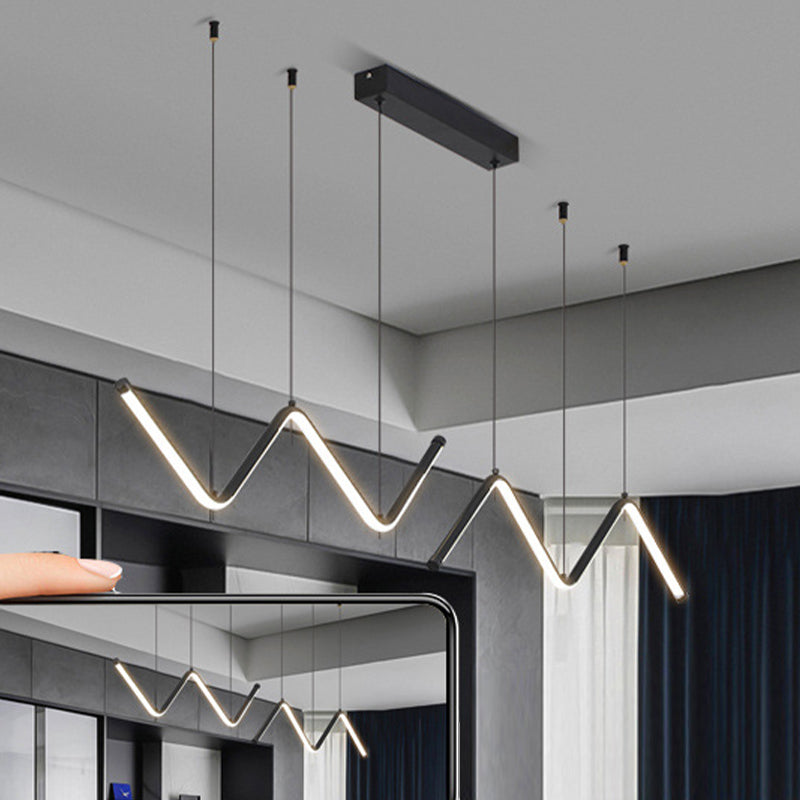 Nordic Aluminum Island Light Linear LED Island Pendant for Dining Room